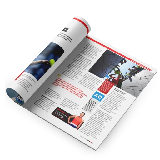 Magazyn TenisKlub, projekt makiety i elementów typograficznych.